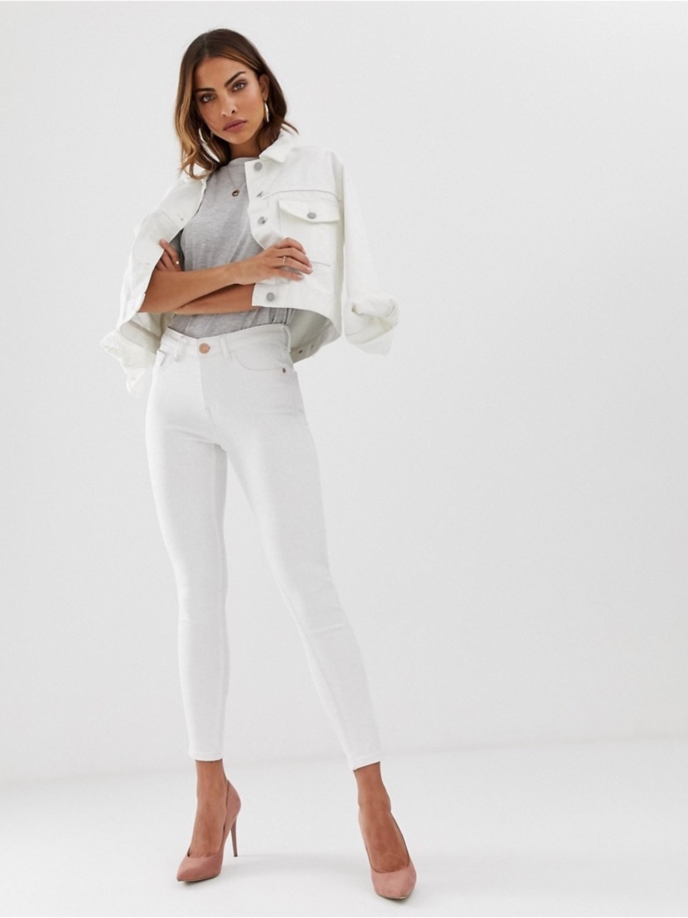 river island • ladies amelie slim fit white jeans